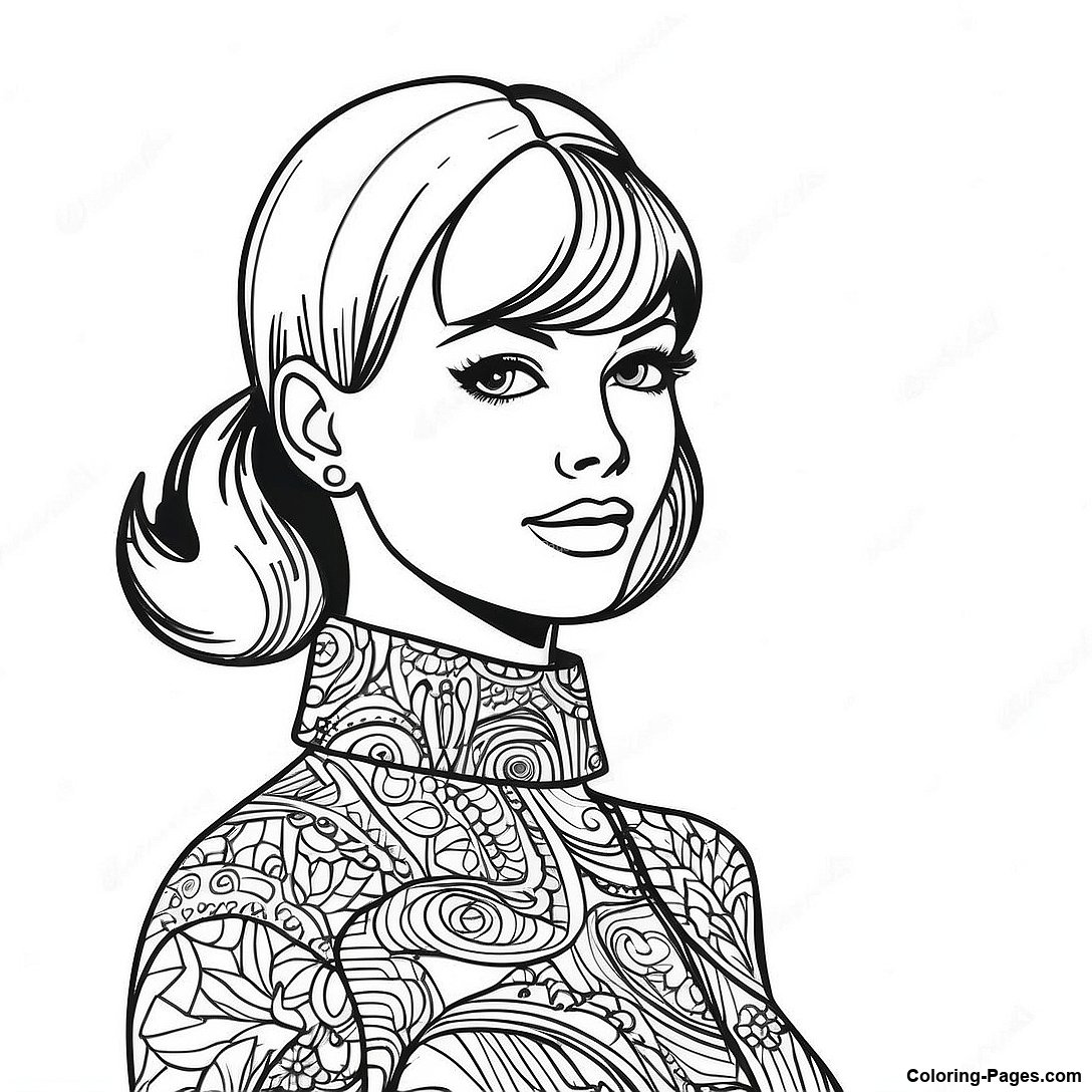 Retro 60s Fashion Coloring Page