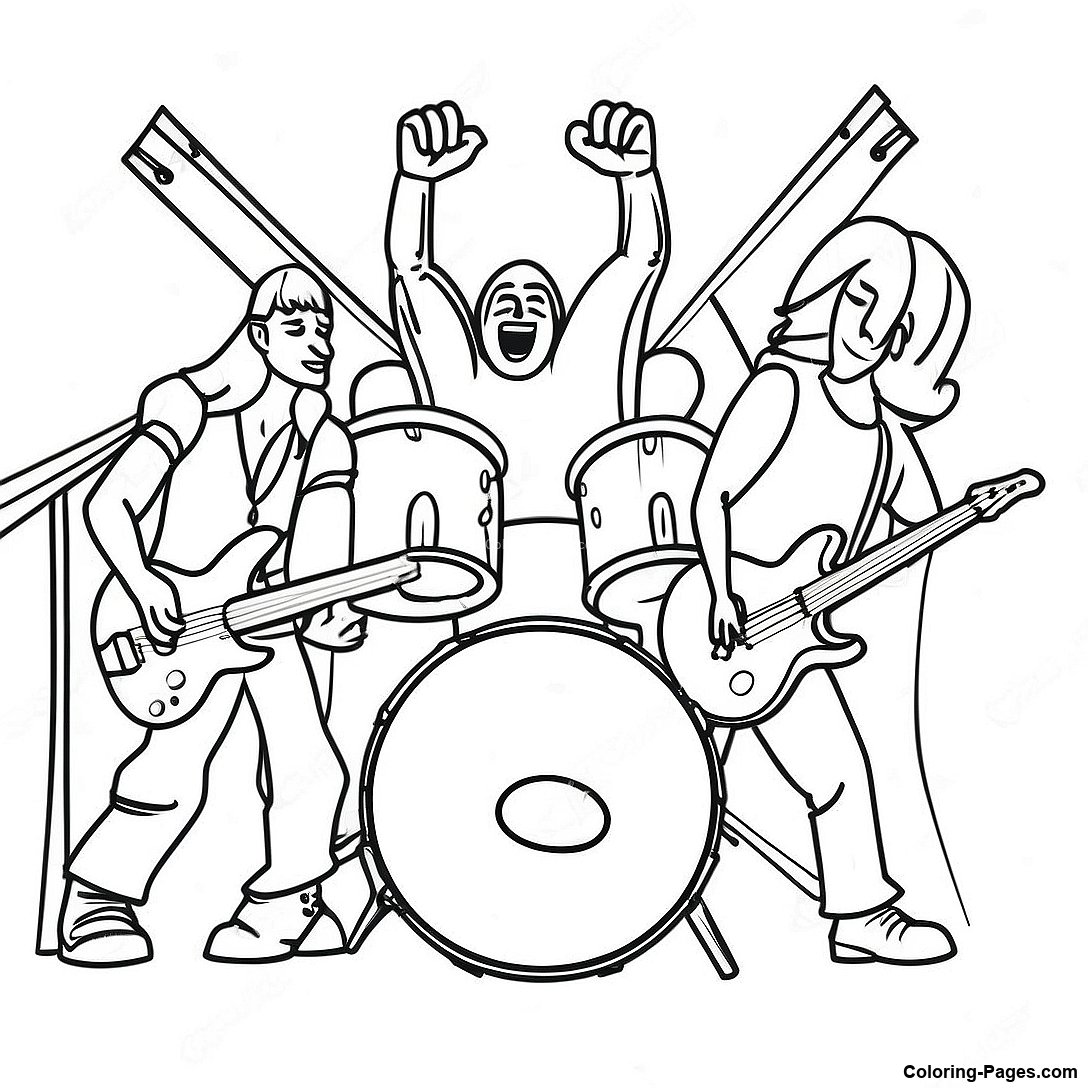 Rock Band On Stage Coloring Page | Coloring-Pages.com