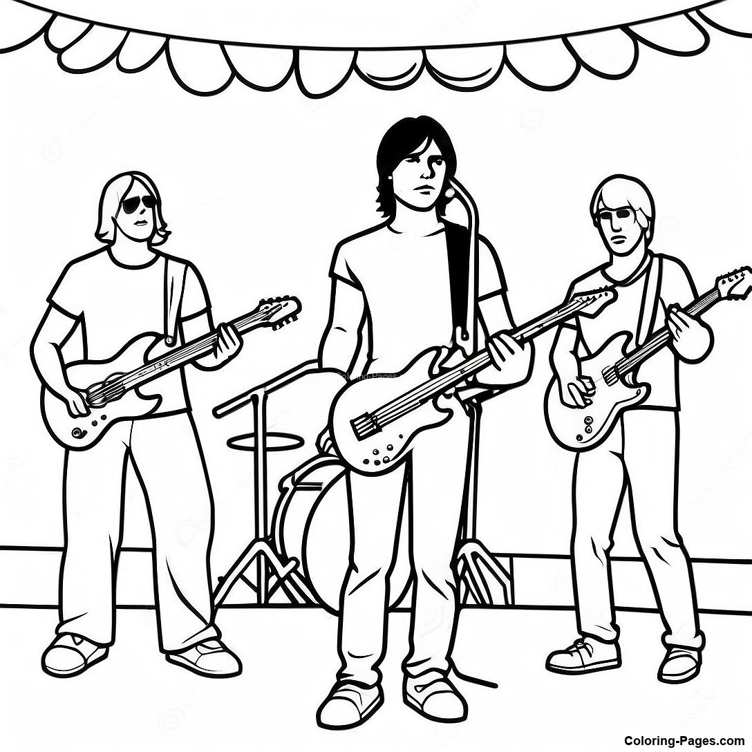 Rock Band On Stage Coloring Page | Coloring-Pages.com