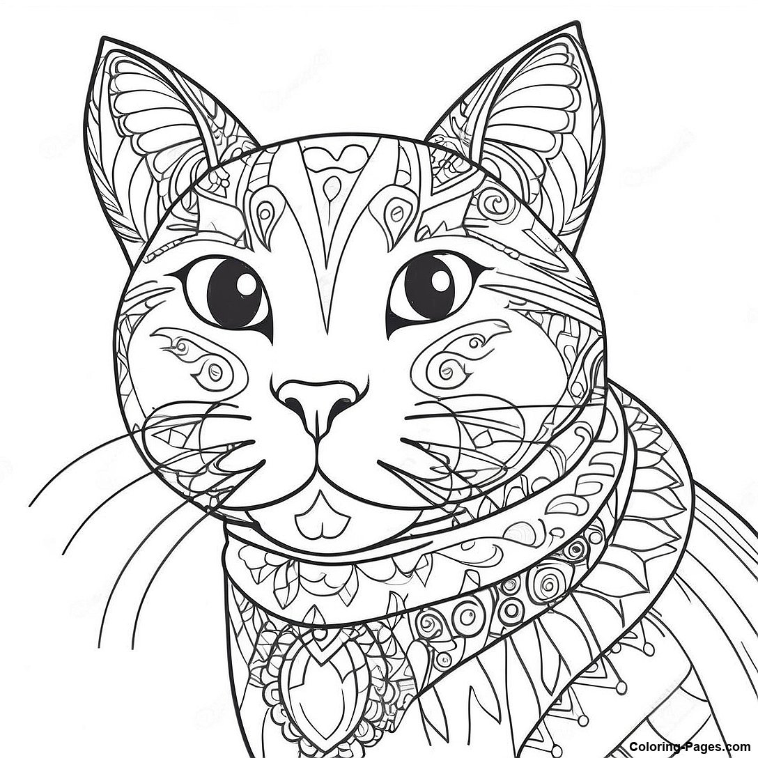 Sleek Black Cat Coloring Page | Coloring-Pages.com