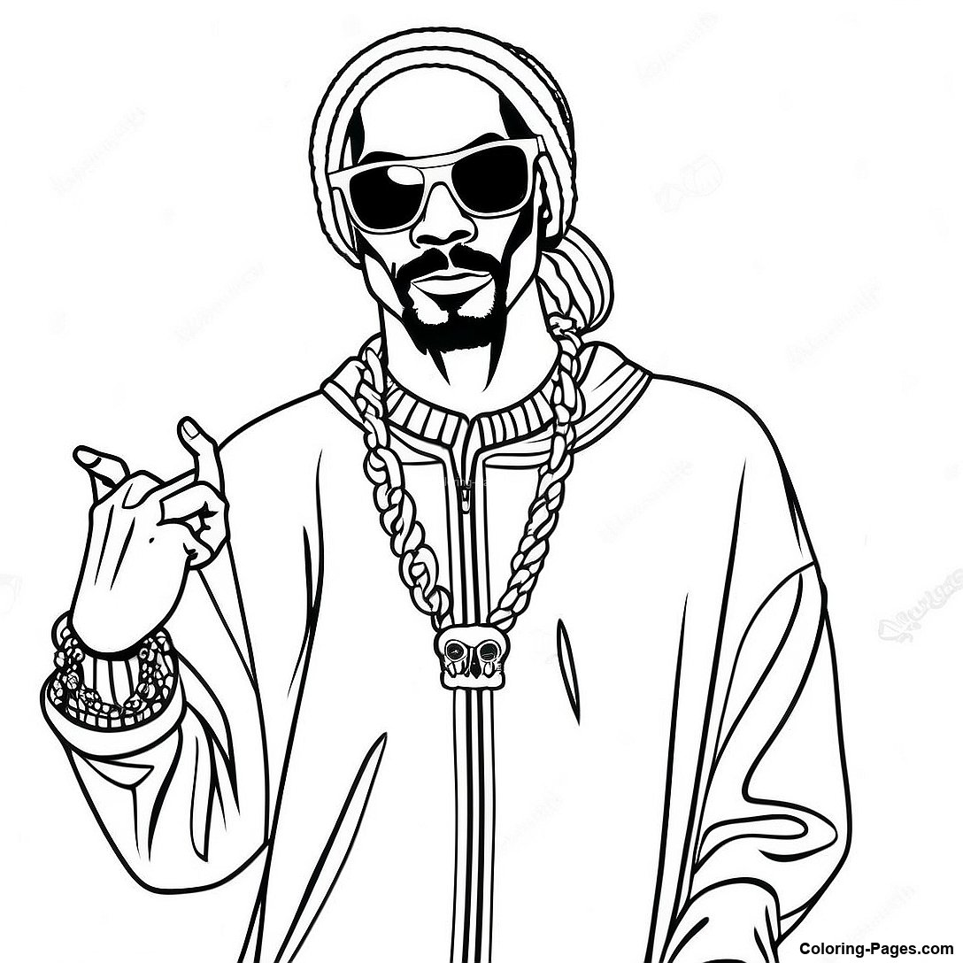 Snoop Dogg In A Funky Outfit Coloring Page