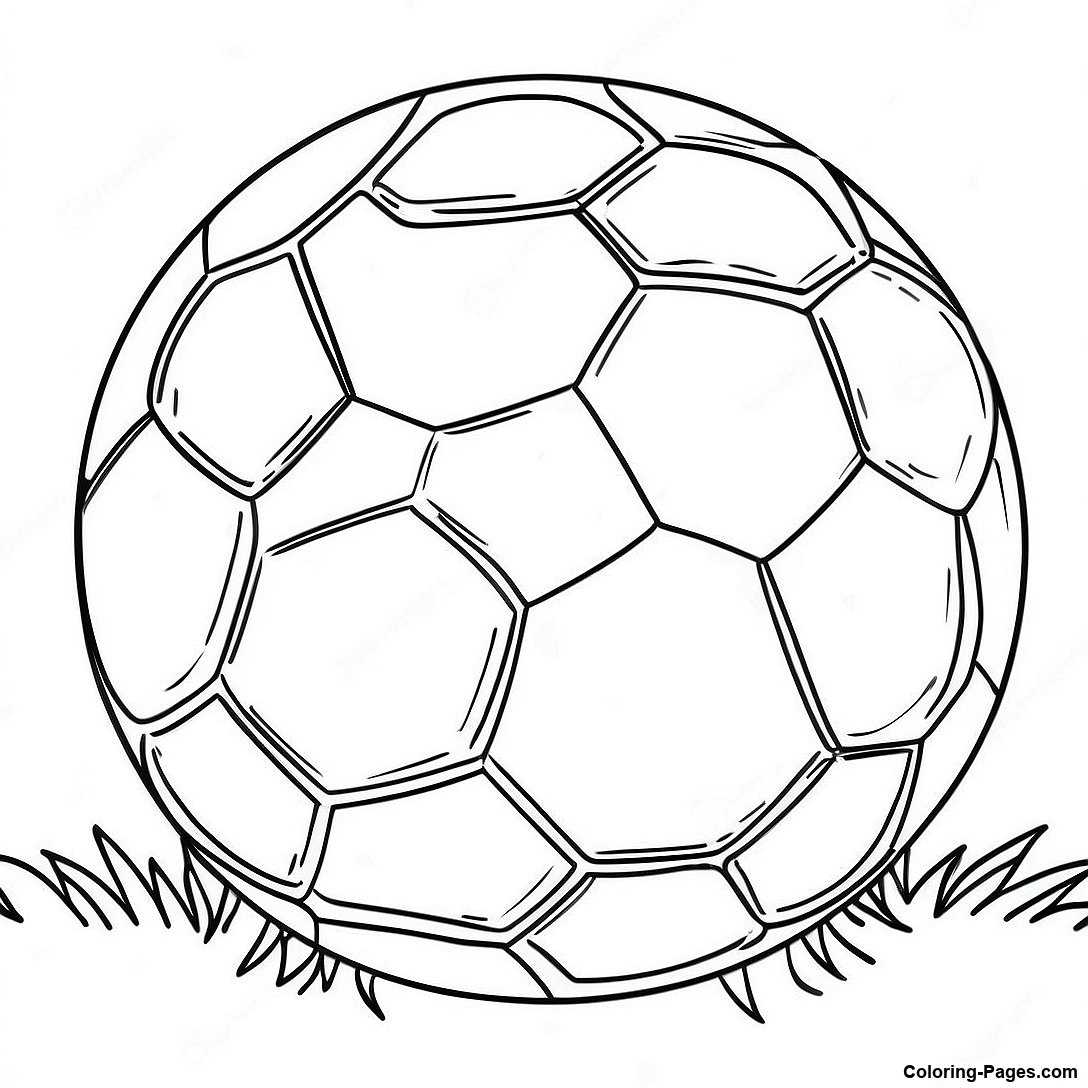Soccer Ball On The Field Coloring Page