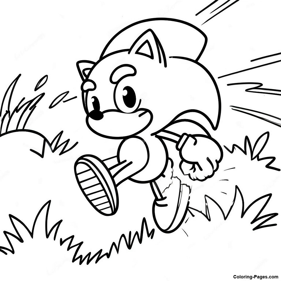 Sonic Speeding Through Green Hill Zone Coloring Page | Coloring-Pages.com