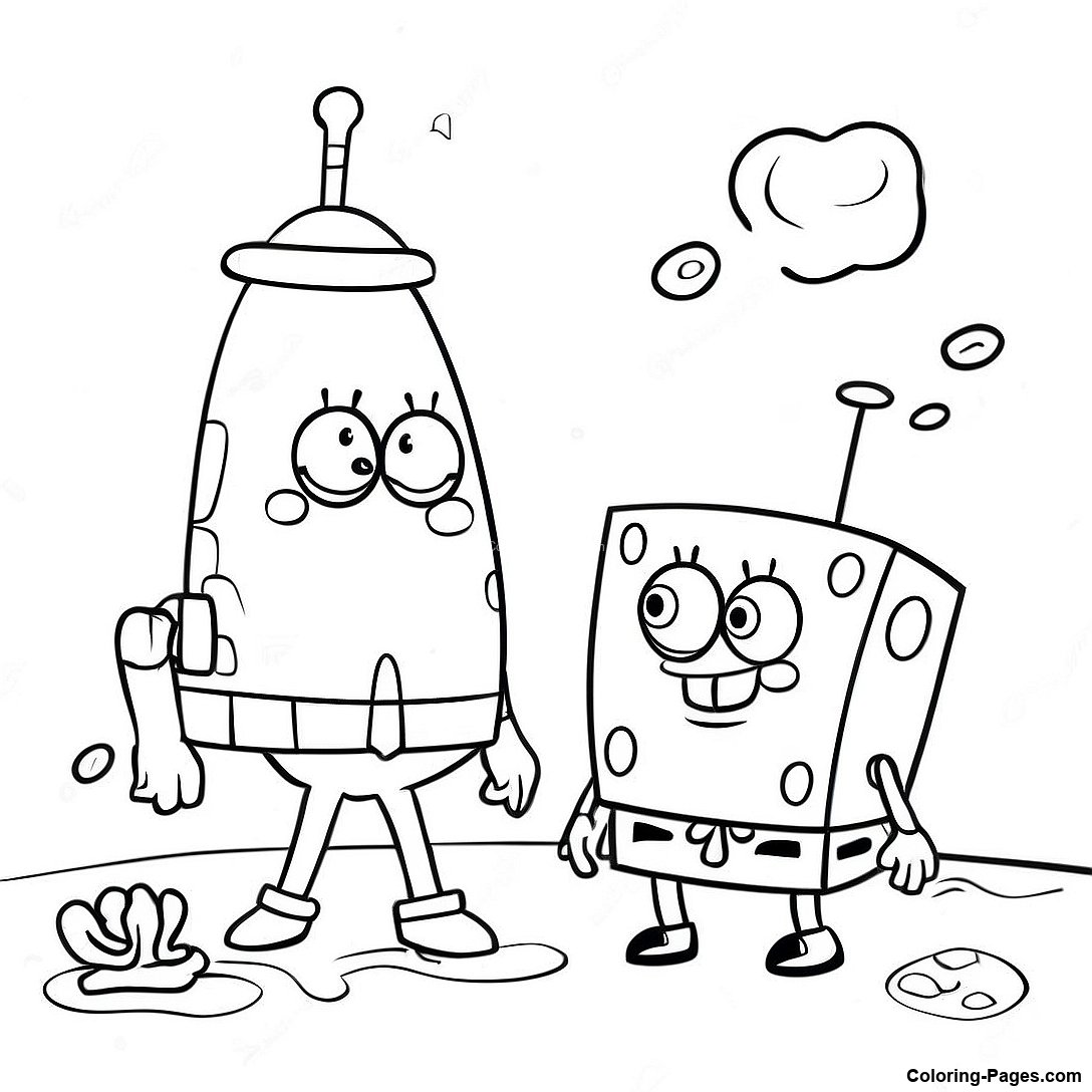 Spongebob And Patrick Playing Coloring Page