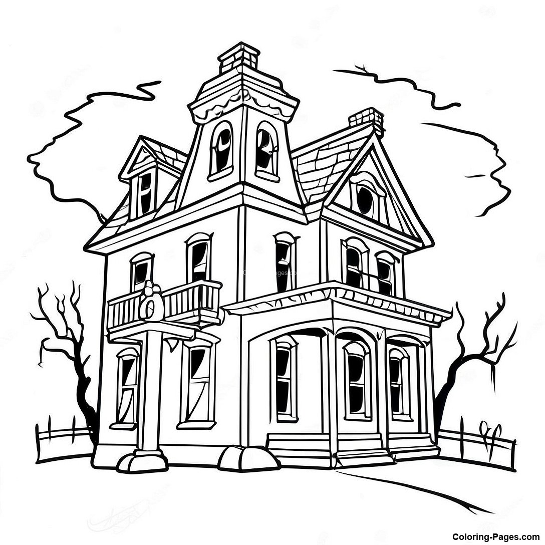 Spooky Disney Haunted Mansion Coloring Page | Coloring-Pages.com