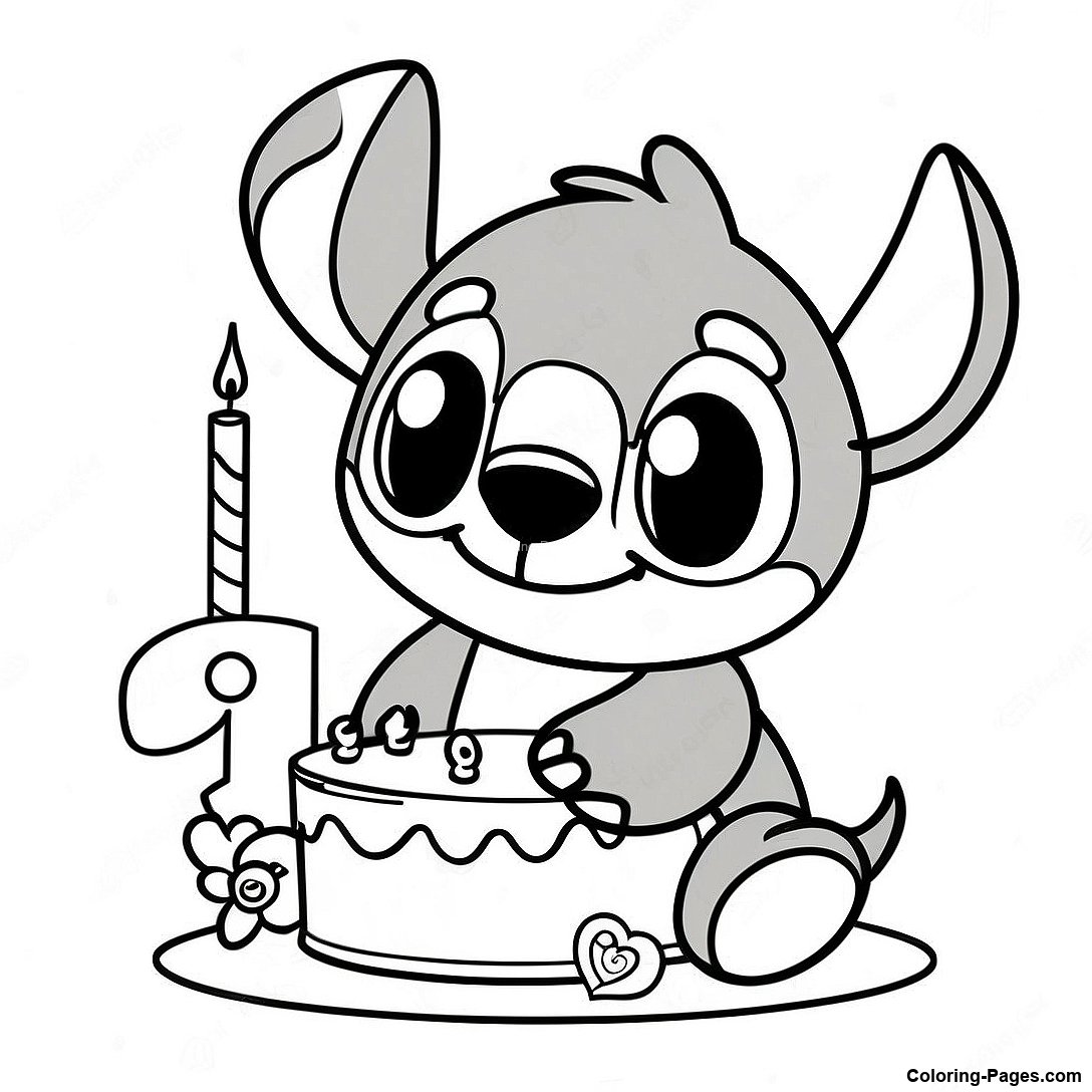 Stitch Birthday Coloring Page | Coloring-Pages.com