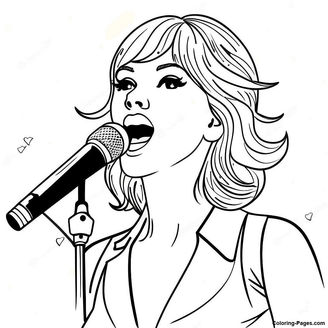 Taylor Swift Singing On Stage Coloring Page | Coloring-Pages.com