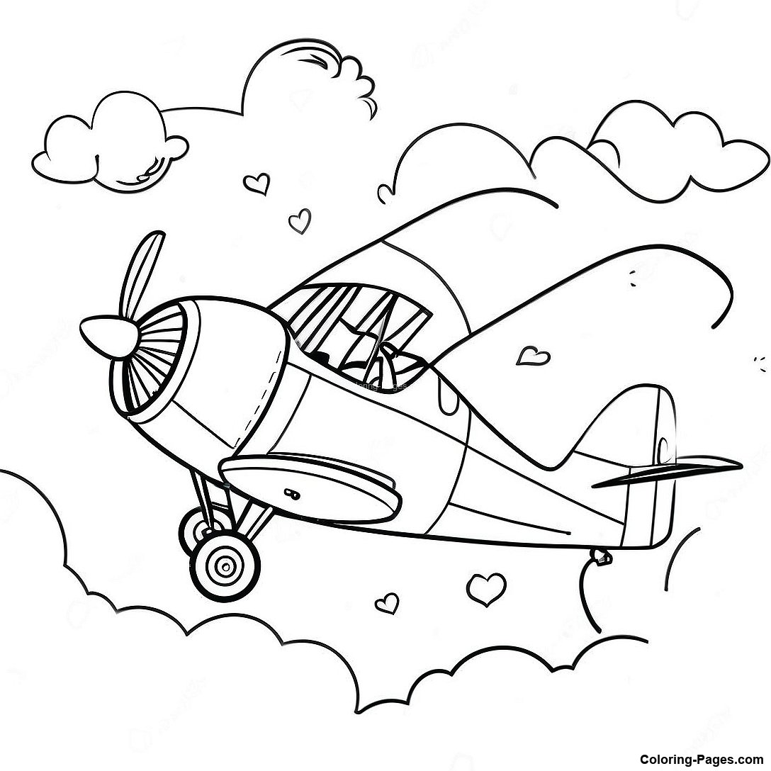 Vintage Airplane In Clouds Coloring Page 13966 3052