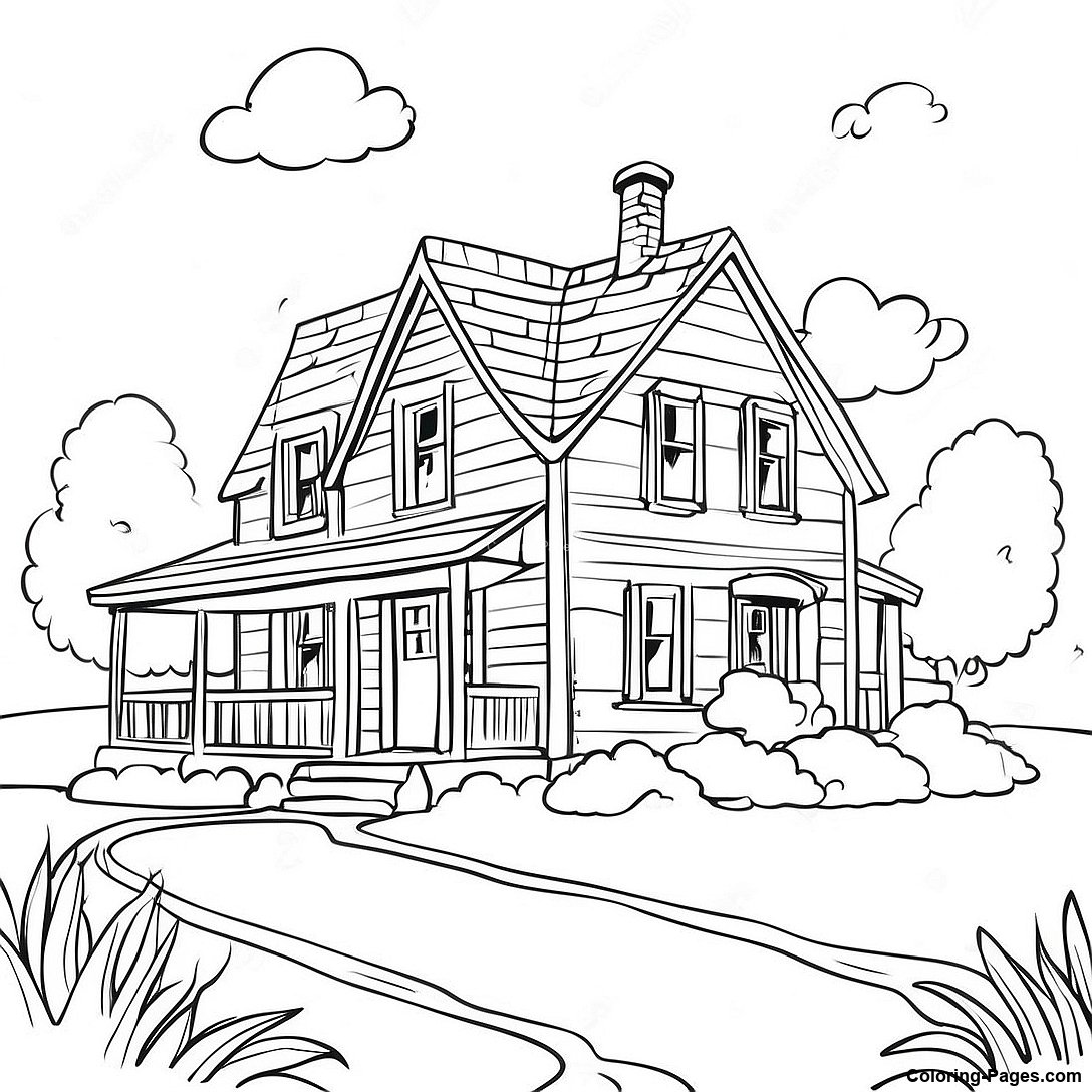 Vintage Farmhouse Scene Coloring Page 113067 49193