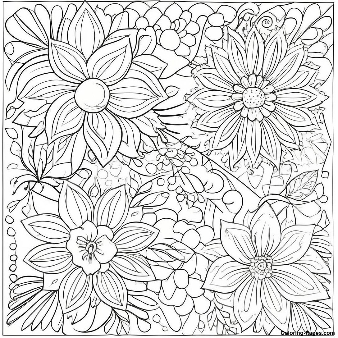 Vintage Floral Quilt Coloring Page 110986 47445