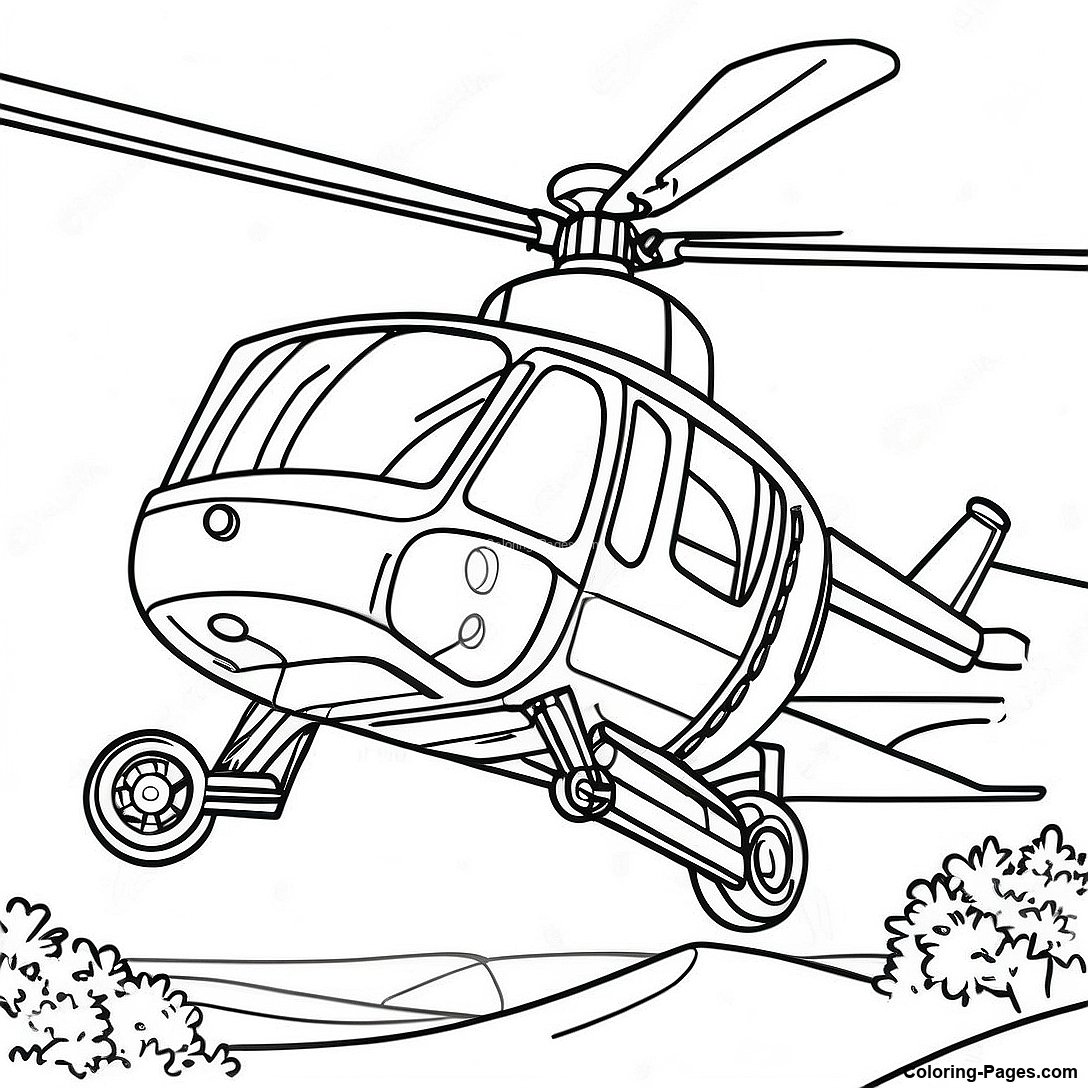 Free printable Vintage Helicopter On A Mission Coloring Page coloring page from the Machines collection — black-and-white outline drawing for kids and adults.