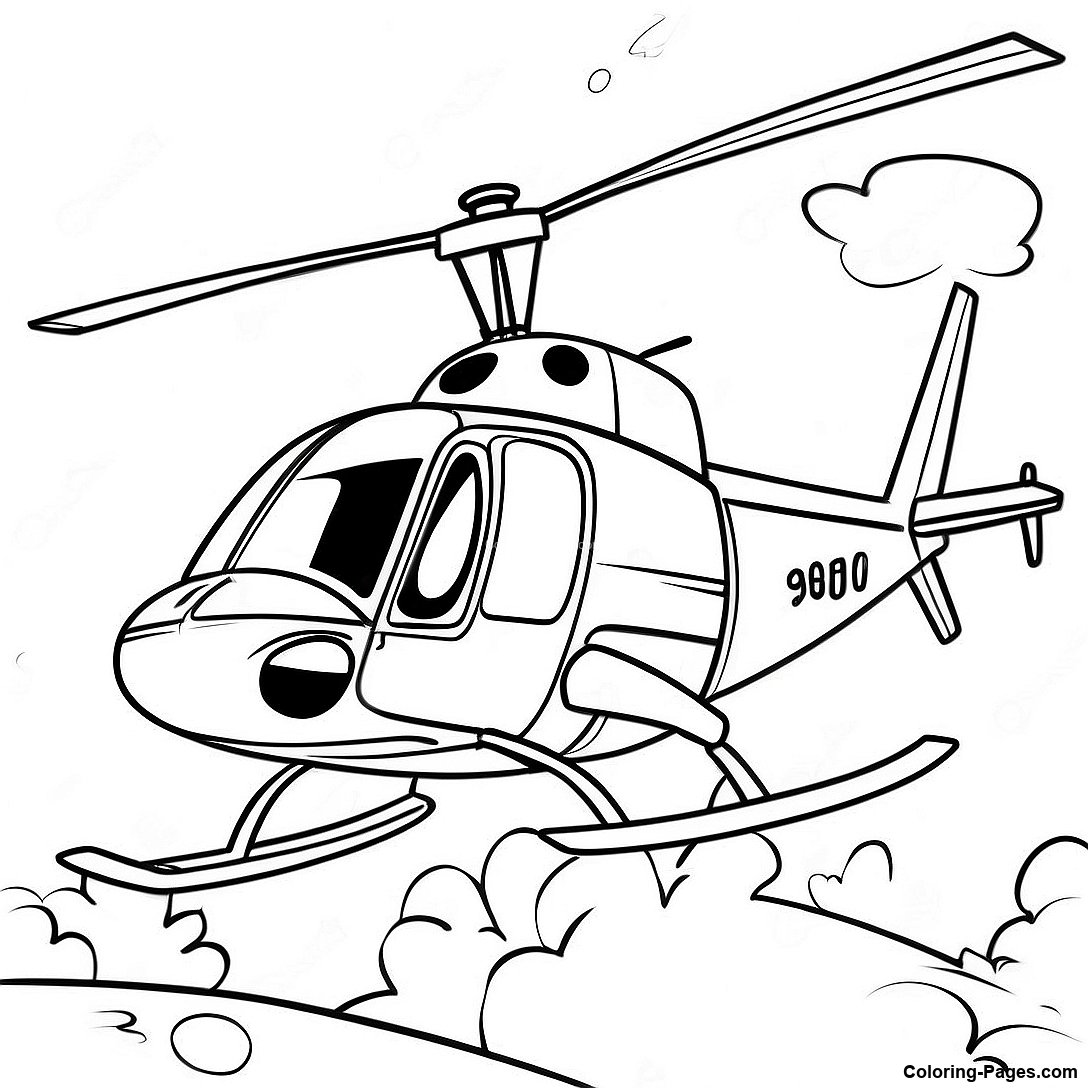 Free printable Vintage Helicopter On A Mission Coloring Page coloring page from the Machines collection — black-and-white outline drawing for kids and adults.