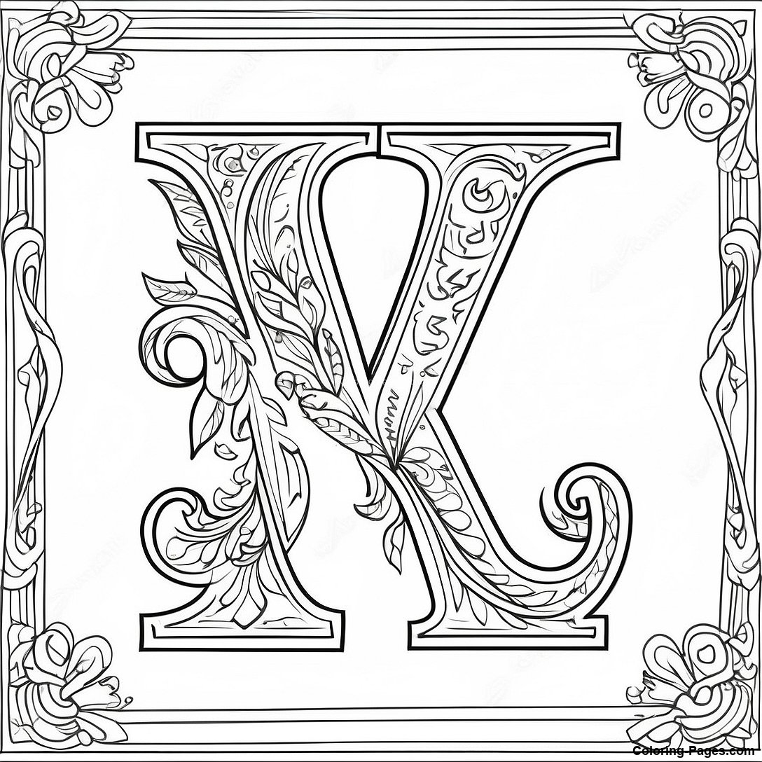 Vintage Letter V Coloring Page 83677 24940