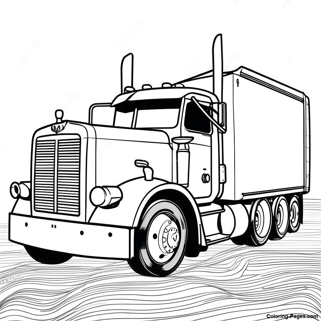 Vintage Peterbilt Semi Truck Coloring Page 93069 32565