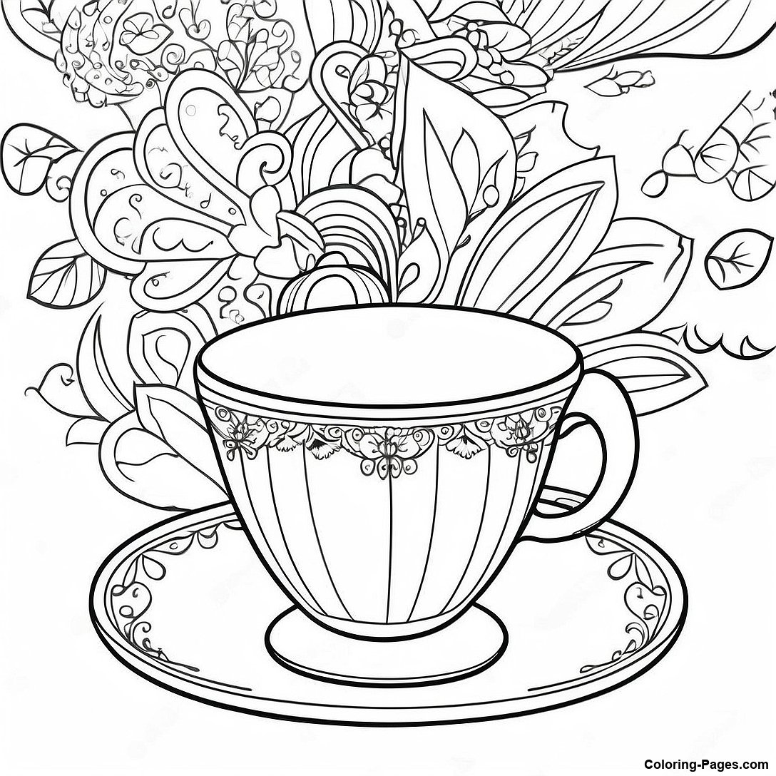 Vintage Tea Cup Coloring Page 111452 47815