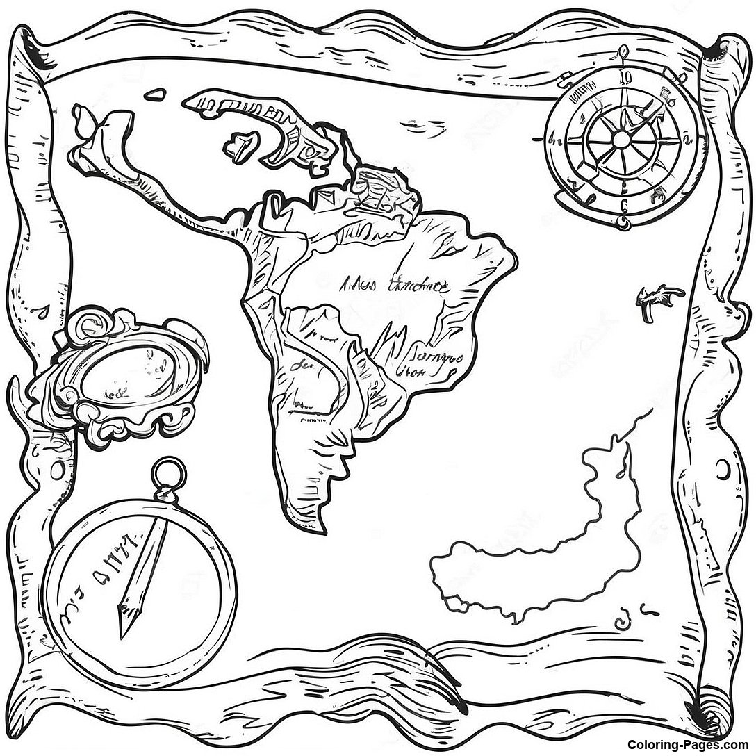 Vintage Treasure Map Coloring Page 79900 21961
