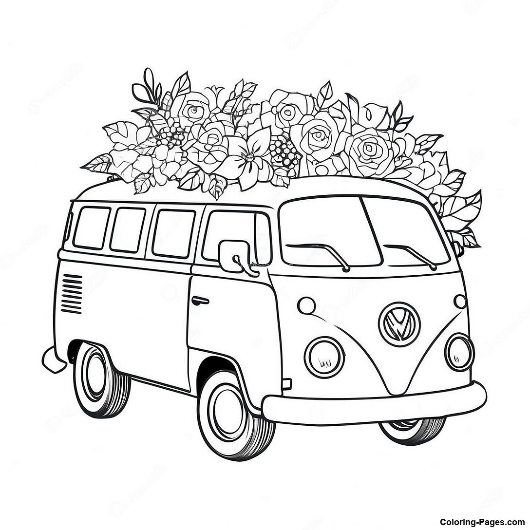 Vintage Van With Flowers Coloring Page 139566 70663