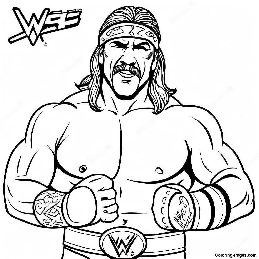 Free printable Vintage Wwe Wrestlers Coloring Page coloring page from the Miscellaneous collection — black-and-white outline drawing for kids and adults.