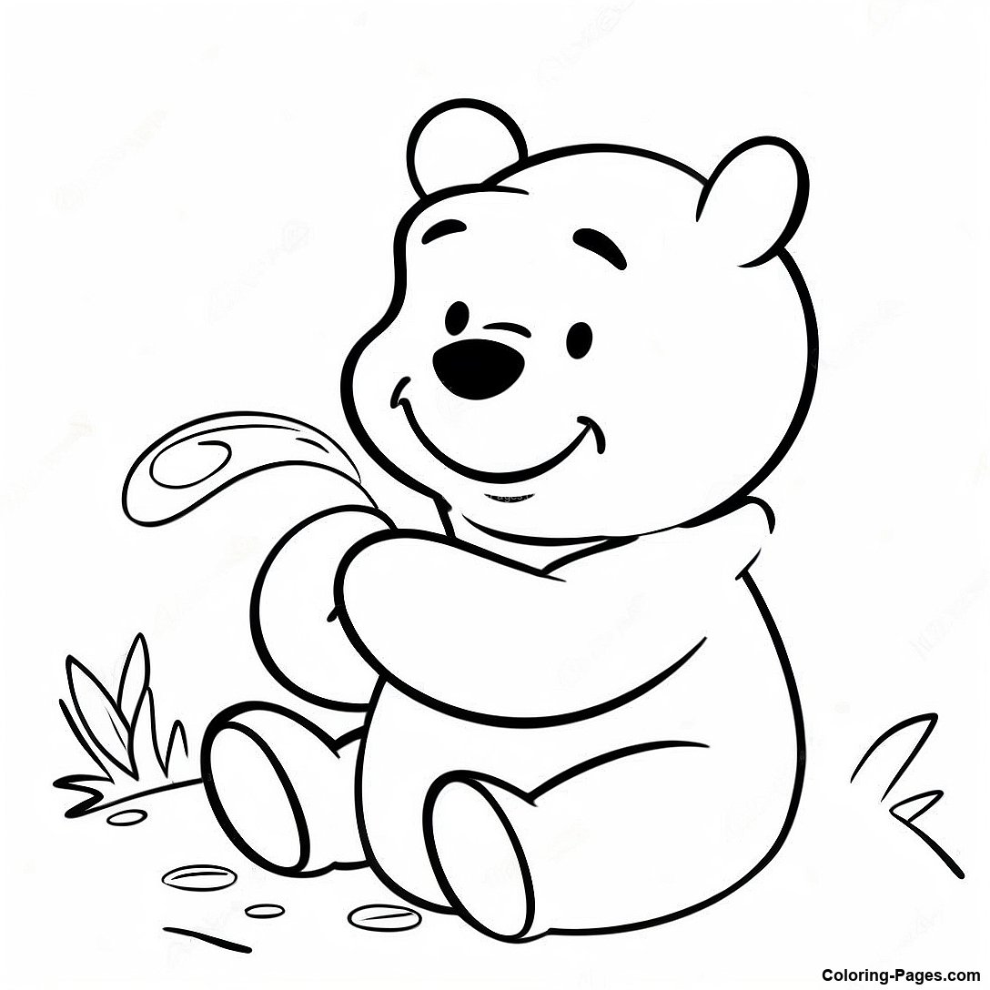 Winnie The Pooh Eating Honey Coloring Page | Coloring-Pages.com