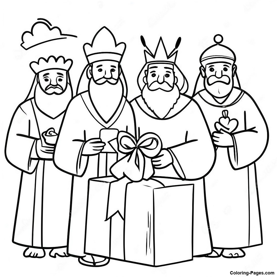 Wise Men Bringing Gifts Coloring Page | Coloring-Pages.com