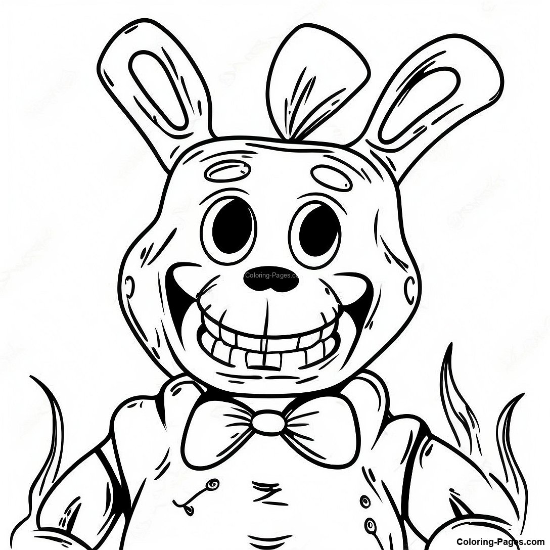 Withered Bonnie With Scary Eyes Coloring Page | Coloring-Pages.com