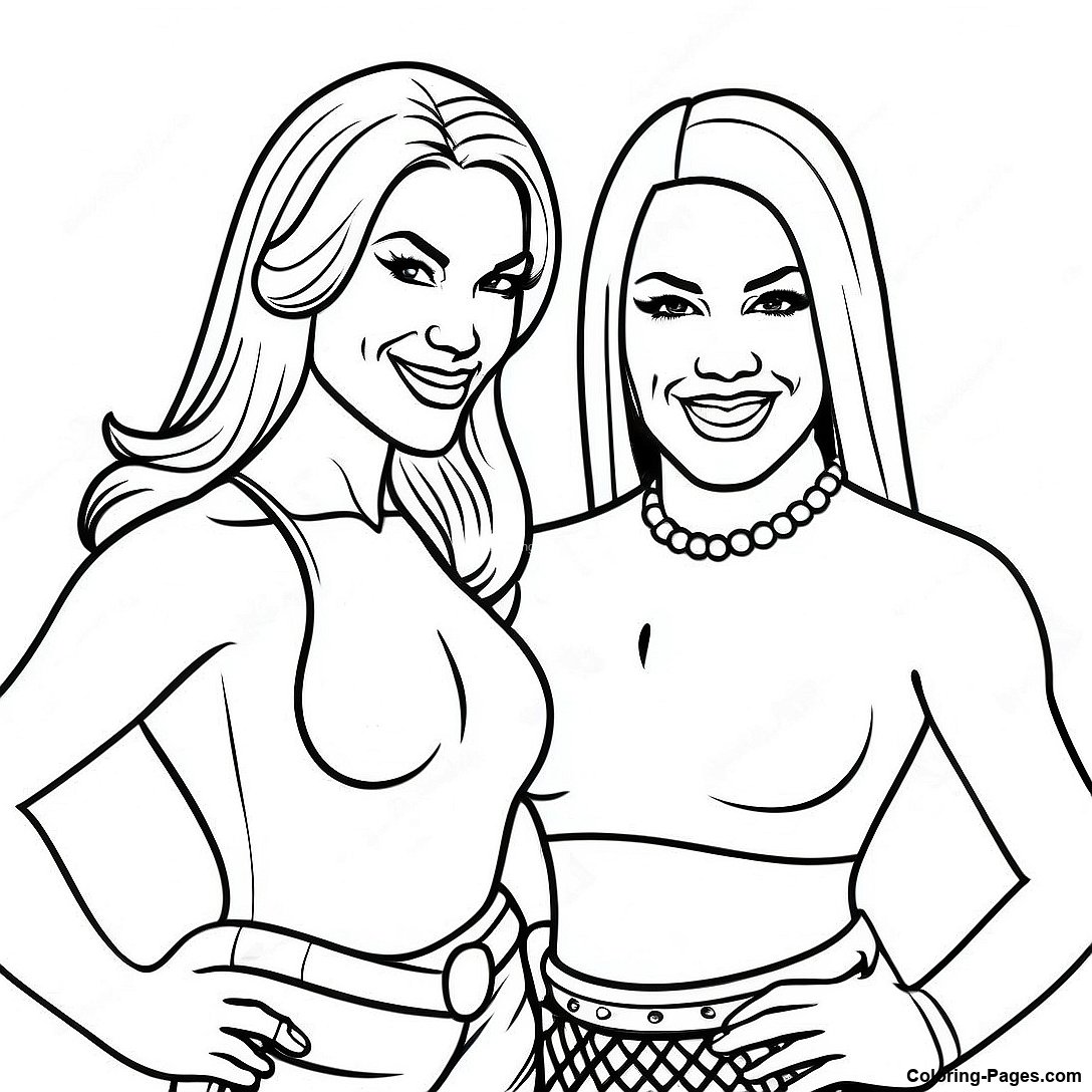 Wwe Diva Tag Team Coloring Page 80671 22571