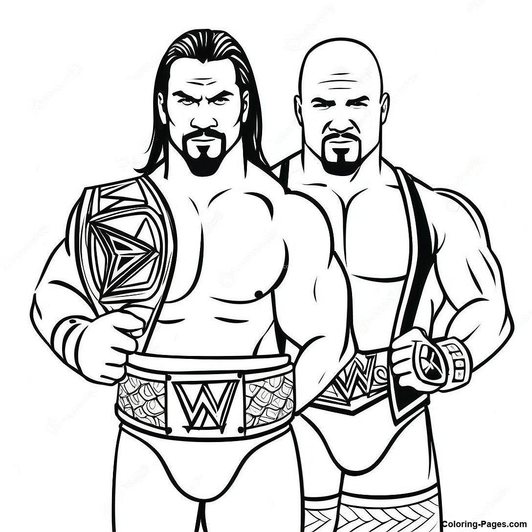 Free printable Wwe Tag Team Champions Coloring Page coloring page from the Miscellaneous collection — black-and-white outline drawing for kids and adults.