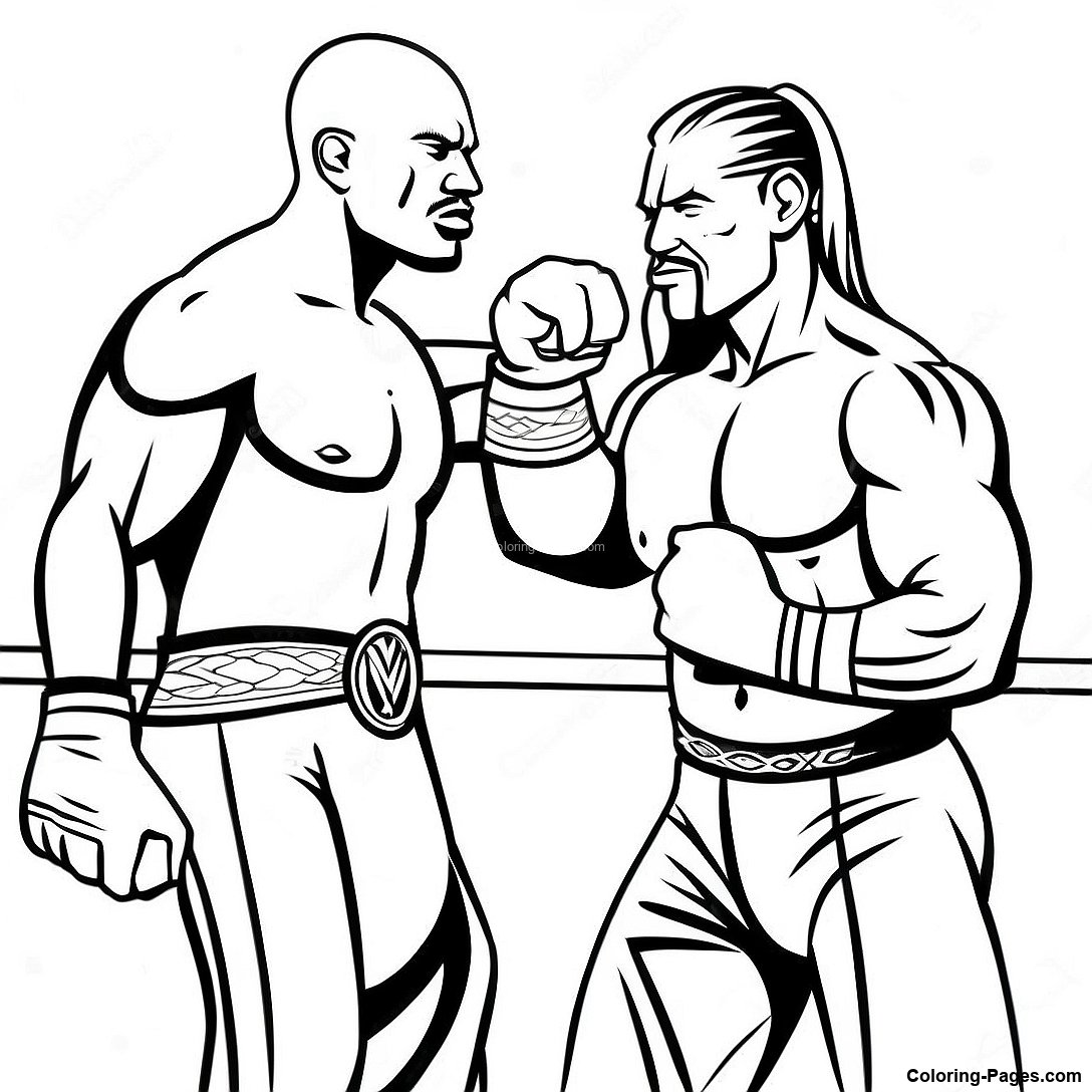 Free printable Wwe Tag Team Showdown Coloring Page coloring page from the Miscellaneous collection — black-and-white outline drawing for kids and adults.