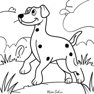 Spotted Dalmatian Playing Fetch Coloring Page 100037-38710