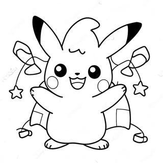 Cheerful Pikachu Holding Christmas Lights Coloring Page 100141-38795