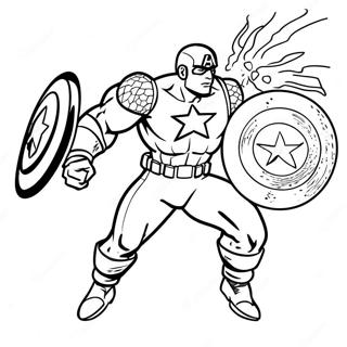 Captain America In Action Coloring Page 10056-986