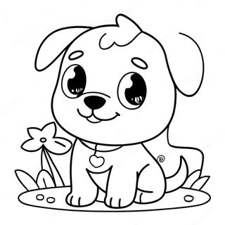 Playful Kawaii Dog Coloring Page 100574-39134