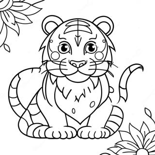 Lively Tiger Chinese Zodiac Coloring Page 100728 39257