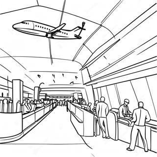 Busy Airport Terminal Coloring Page | Coloring-Pages.com