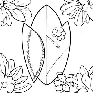 Surfboard With Tropical Flowers Coloring Page 100932 39413