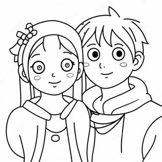 Cute Anime Couple Coloring Page 101007-39466