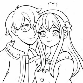 Cute Anime Couple Coloring Page 101007-39467