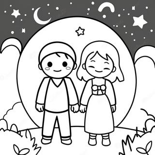 Adorable Anime Couple Under The Stars Coloring Page 101008-39469