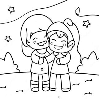 Adorable Anime Couple Under The Stars Coloring Page 101008-39470