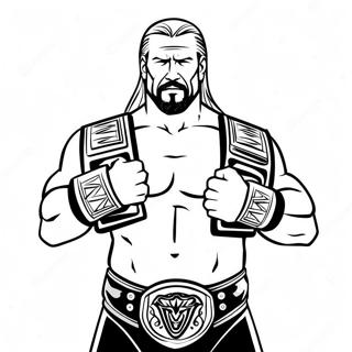 Dynamic Triple H Holding Two Belts Coloring Page 101061 39519