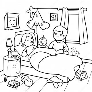 Cozy Sleepover Scene Coloring Page 101393-39879