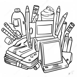 Colorful K 12 School Supplies Coloring Page 101522-39977