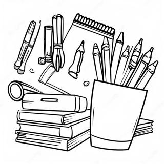 Colorful K 12 School Supplies Coloring Page 101522-39978