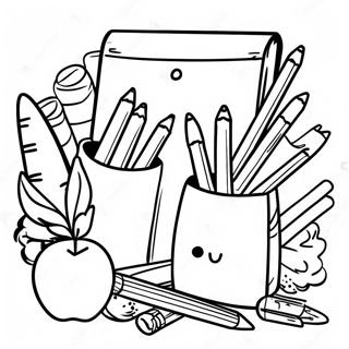 Colorful K 12 School Supplies Coloring Page 101522-39979