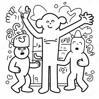 Colorful Keith Haring Characters Coloring Page 101548-39997