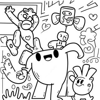 Colorful Keith Haring Characters Coloring Page 101548-39998