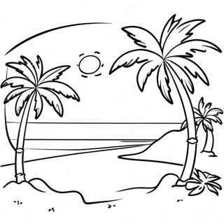 Coconut Tree And Beach Scene Coloring Page 101627-40062