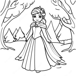 Magical Elsa In A Winter Landscape Coloring Page 101653-40082