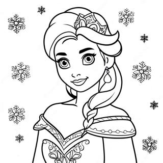 Charming Elsa With Snowflakes Coloring Page 101655-40092