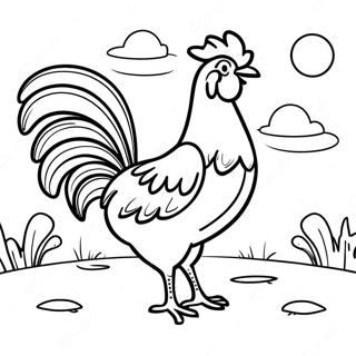 Majestic Rooster Crowing At Sunrise Coloring Page 101858-40243